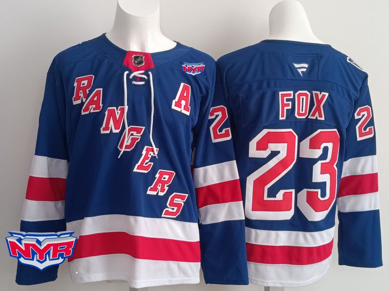 Men New York Rangers 23 Fox Blue 2025 Fanatics Home Premium NHL Jersey style 4